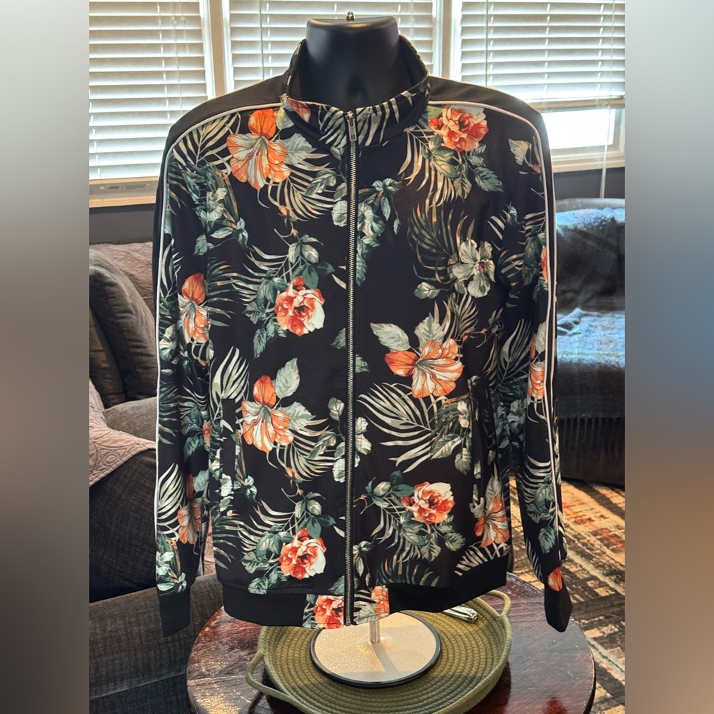Fashion Nova Black Floral Bomber Jacket